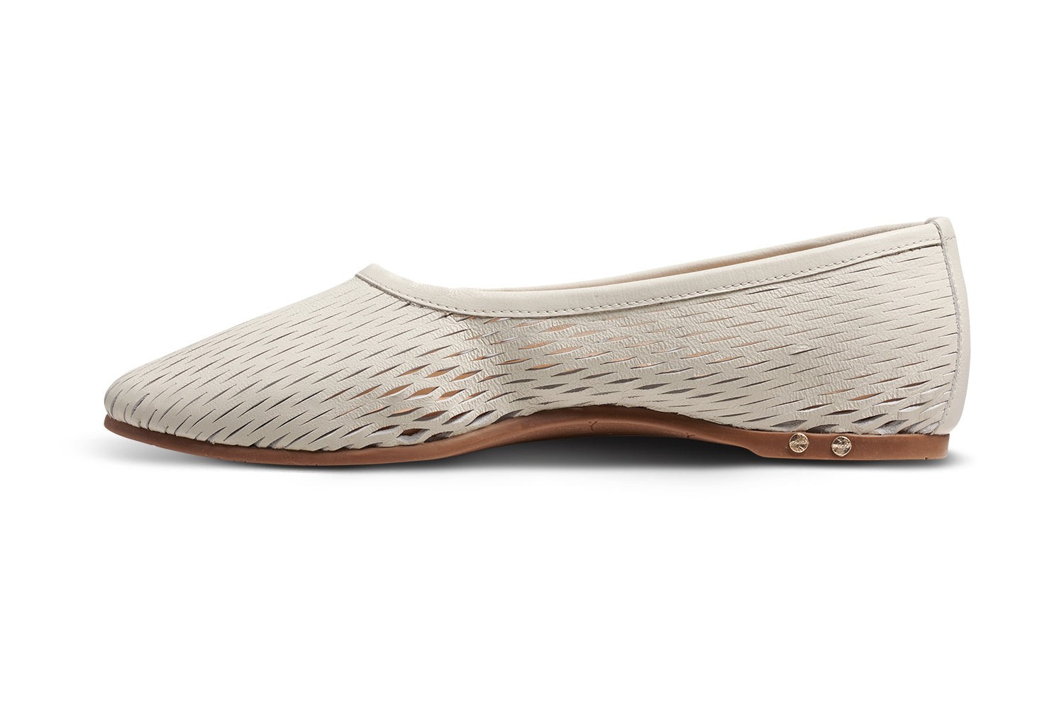 Swiftlet Perforated leather ballet slipper in vanilla - product side shot