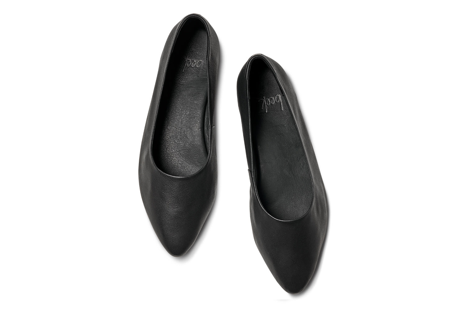 Swoop leather ballet slipper in black - product top shot