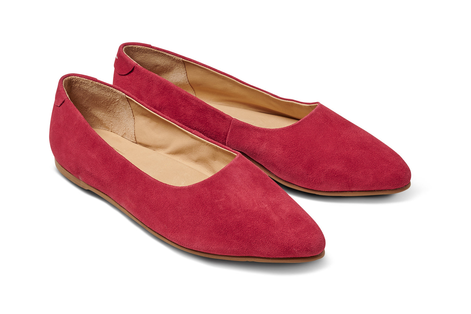 Swoop suede ballet shoes in red - product angle shot