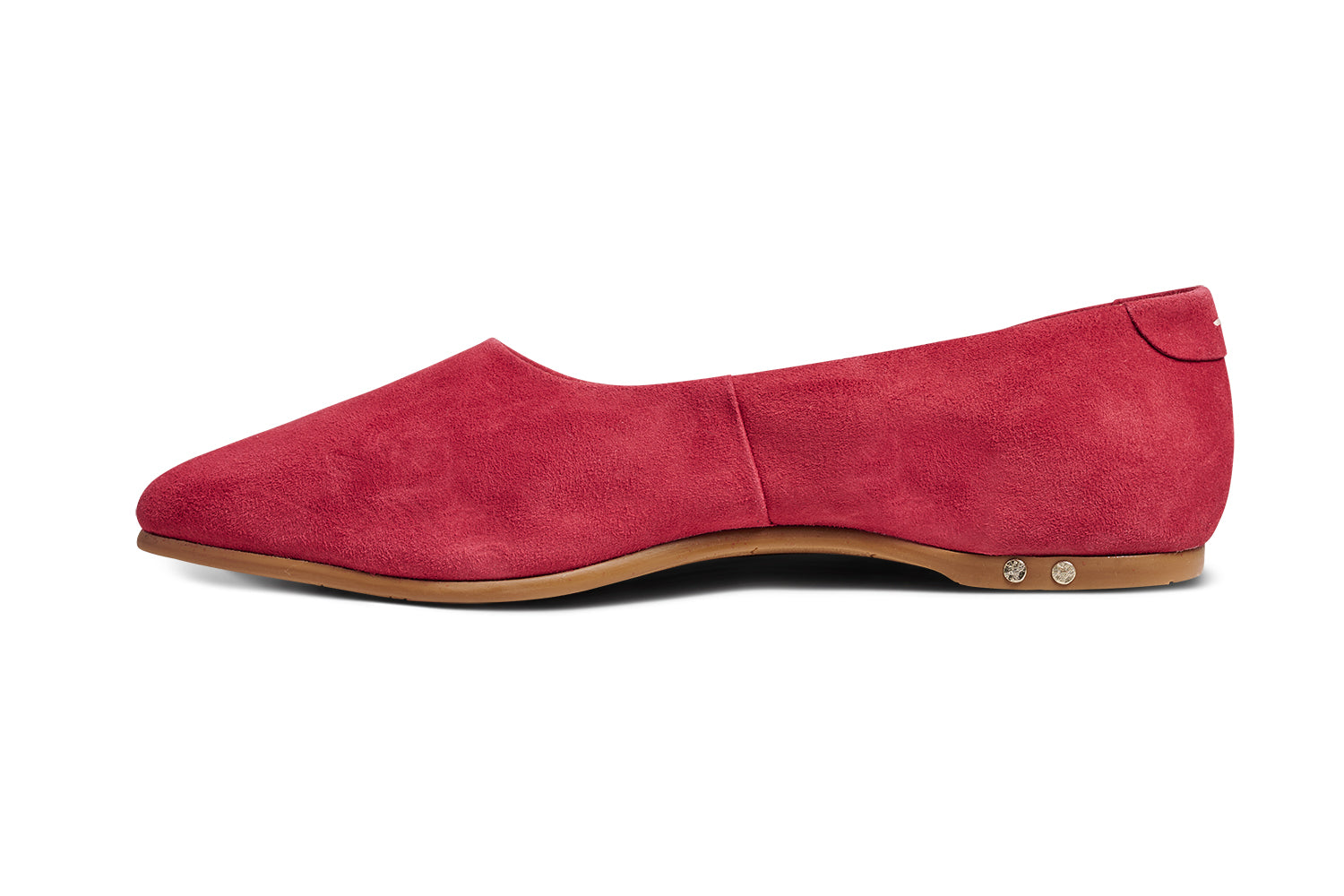Swoop suede ballet shoes in red - product side shot