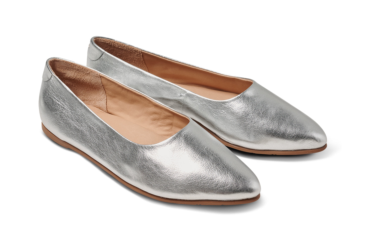 Swoop Leather Ballet Slipper Silver beek - Main Image