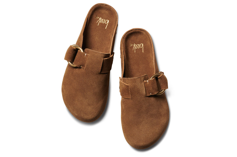 Vulture suede mules in chestnut - product top shot
