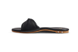 Whipbird leather slide sandal in black - side shot
