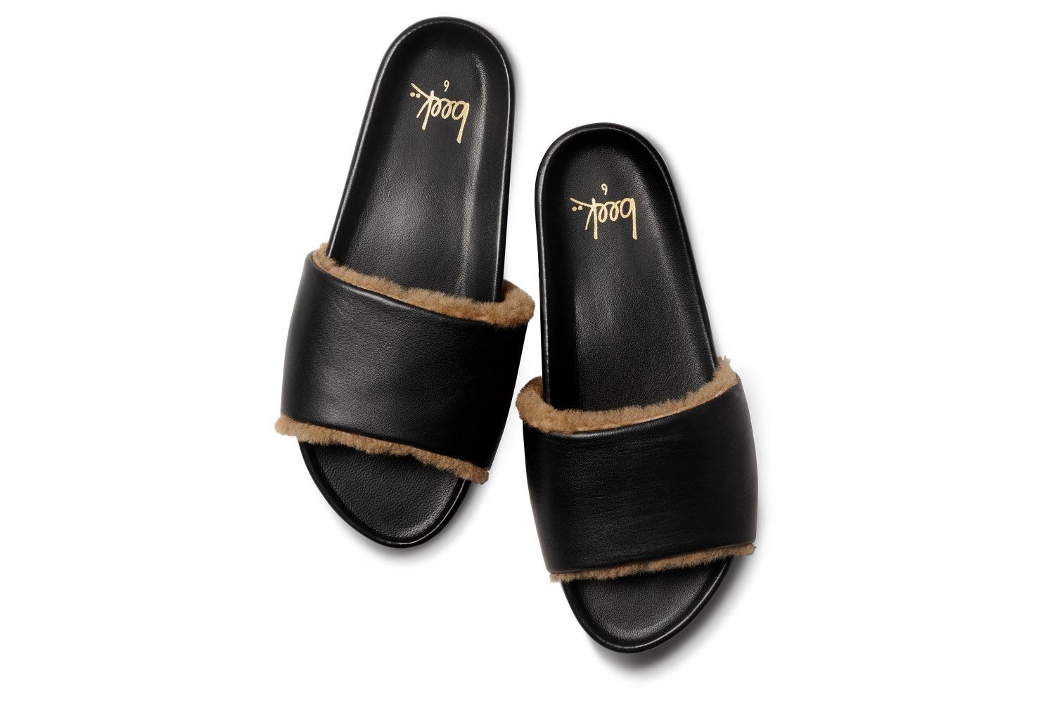 Gallito Shearling slide sandal - black - top shot