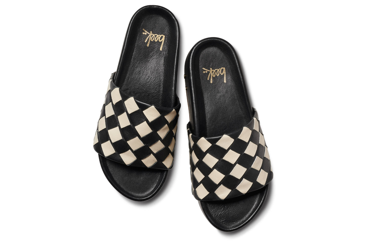Albatross Woven leather platform sandals in eggshell/black - top shot