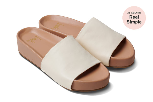 Pelican platform sandal - eggshell/beach - angle shot - as seen in real simple