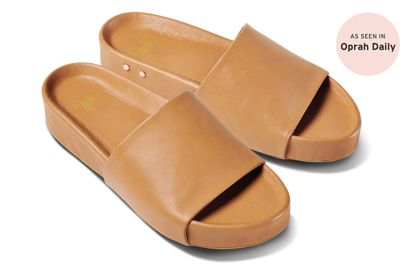 Womens tan sales slide sandals