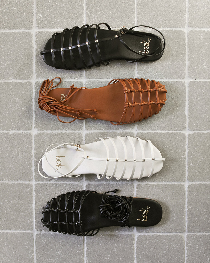 Womens Leather Ankle Tie, Strap & Wrap Sandals | beek Womens Leather Ankle Tie, Strap & Wrap Sandals | beek
