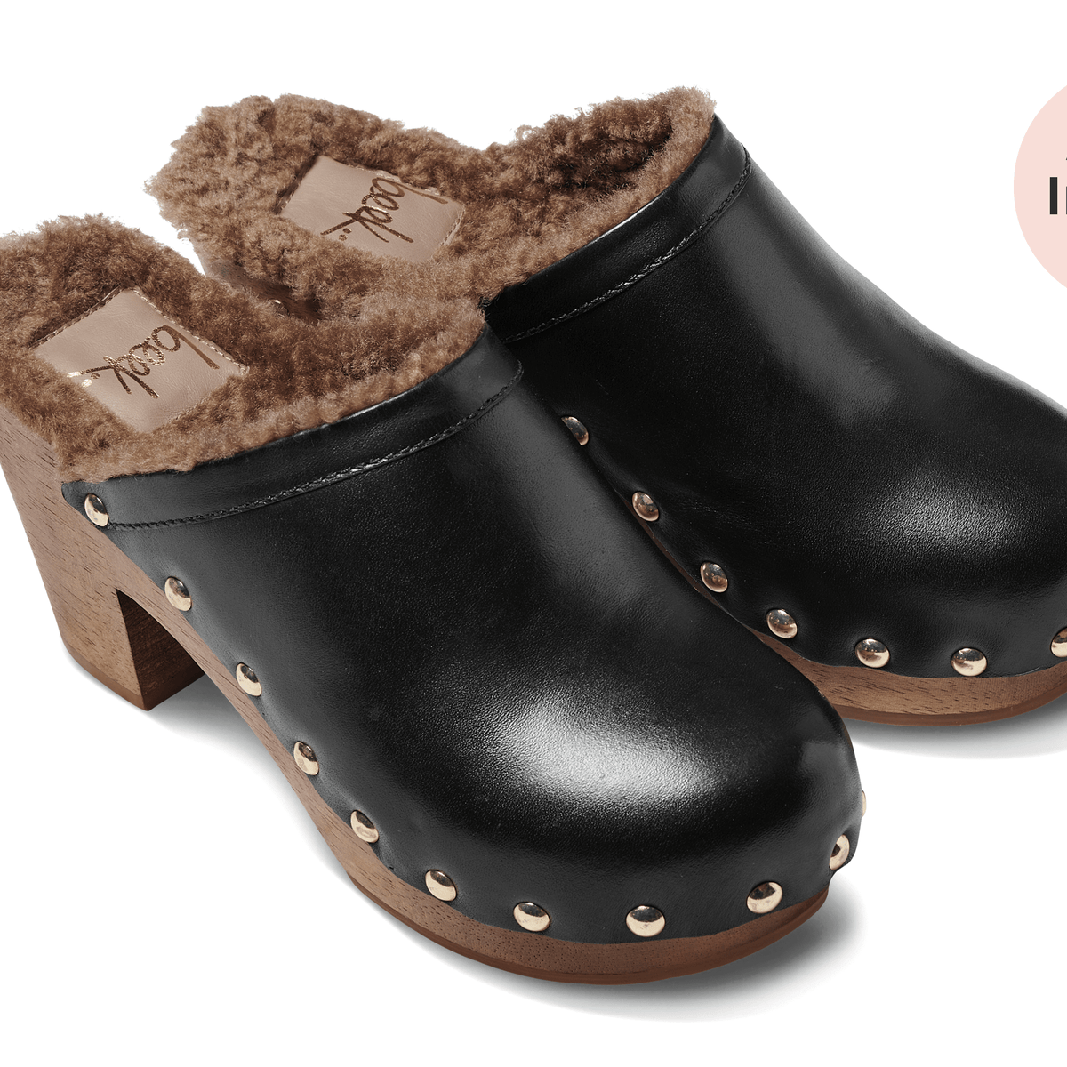 Woodpecker Shearling Clog Black beek