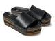 Albatross Textile leather platform slide sandal in black - product angle shot