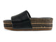 Albatross Textile leather platform slide sandal in black - product side shot