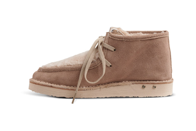Alpine Swift shearling and suede booties in stone - side shot