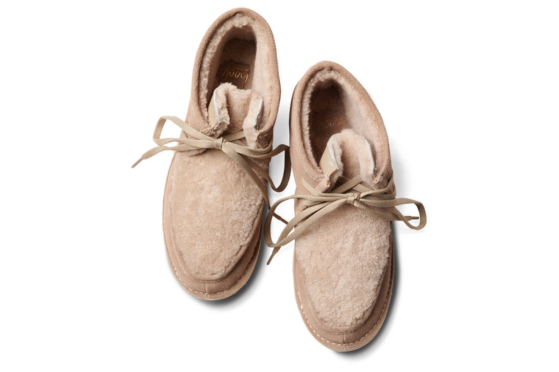 Alpine Swift shearling and suede booties in stone - top shot