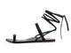 Amethyst Leather toe-ring ankle wrap sandal in black - product side shot