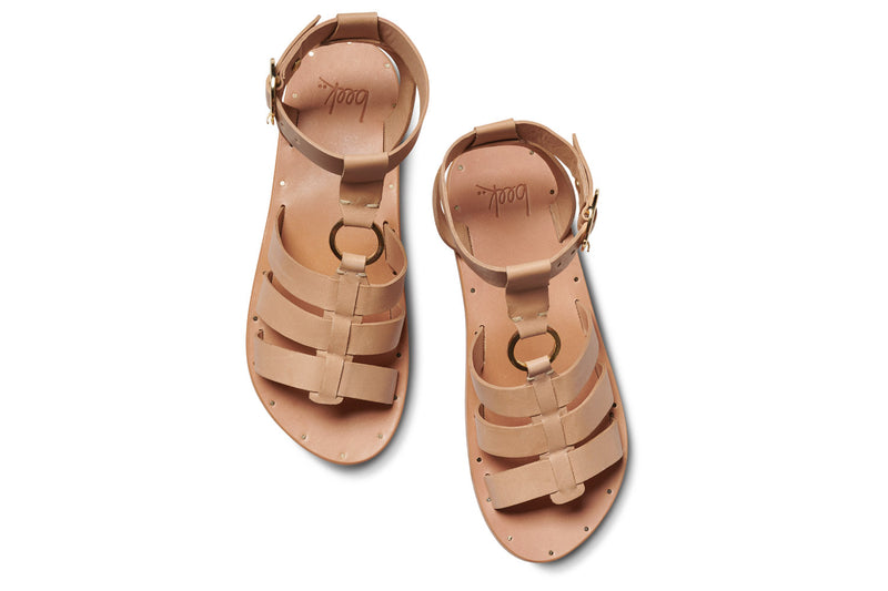 Attila ankle strap leather sandals in beach - top shot