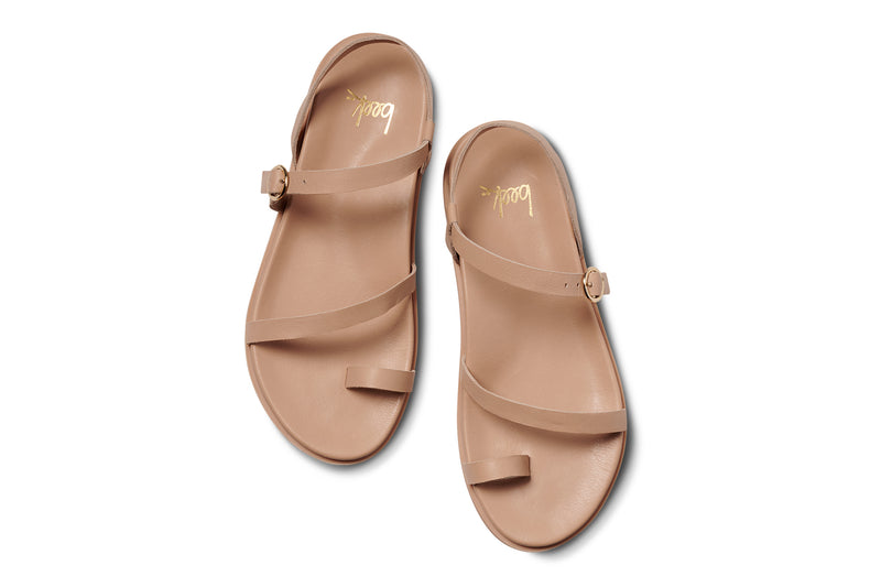 Auklet leather strappy toe-ring sandal in beach - product top shot