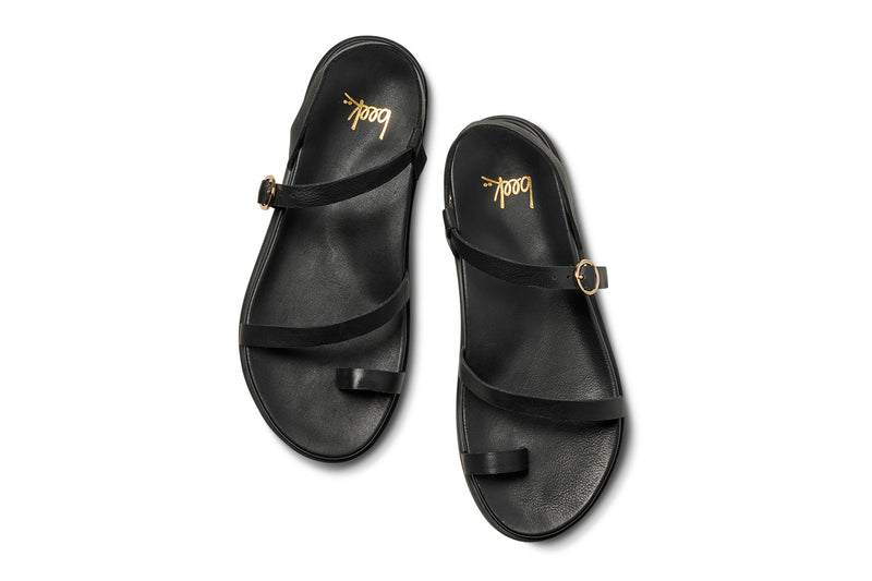 Auklet leather toe-ring sandal in black - product top shot