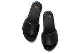 Baza leather slide sandals in black - top shot