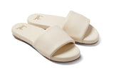 Baza leather slide sandals in eggshell - angle shot
