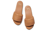 Baza leather slide sandals in honey - top shot