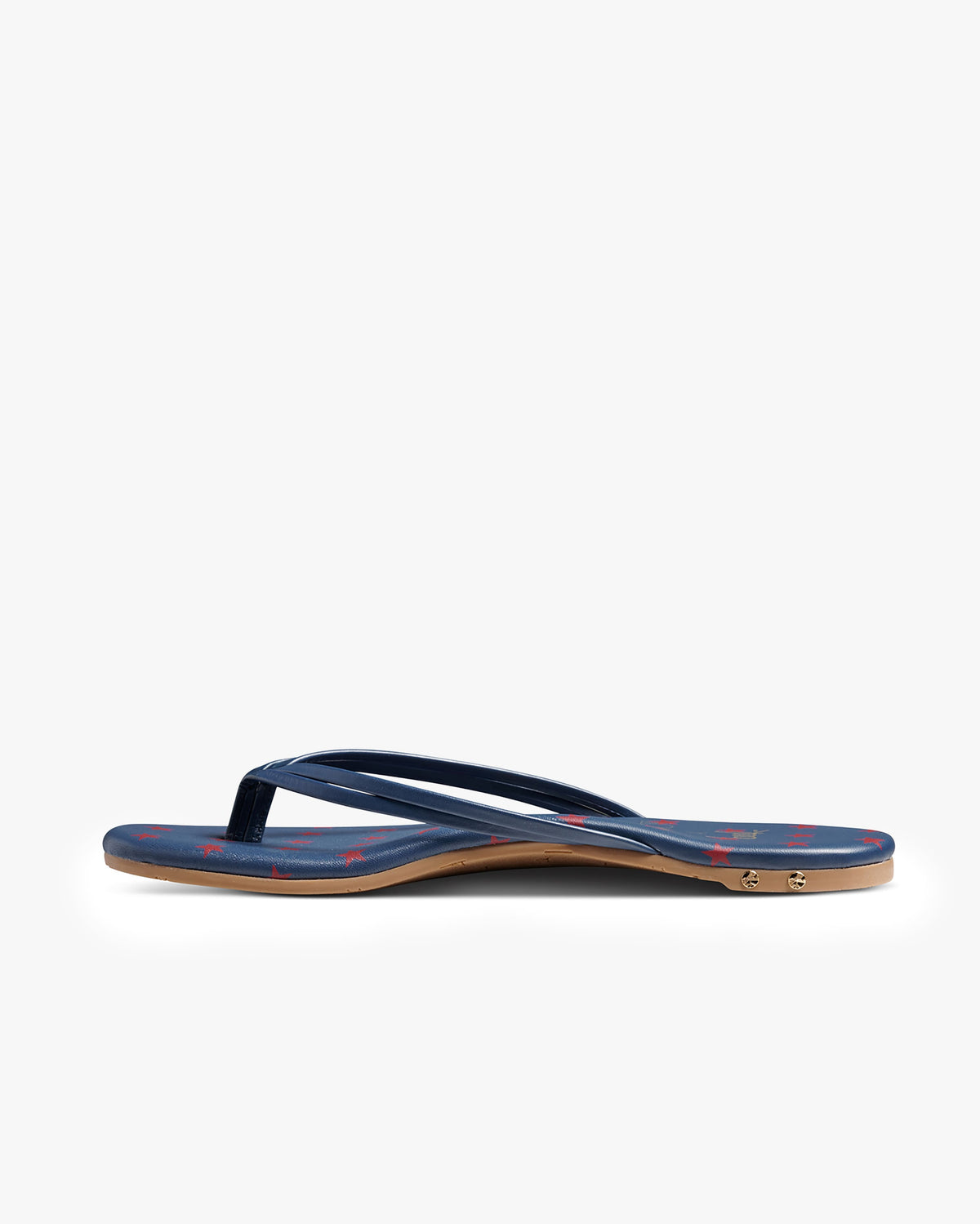 Beachbird leather flip flop sandals in navy/red - product side shot