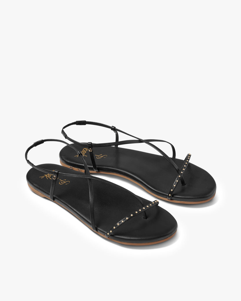 Bitsybird leather sandals in black - product angle shot