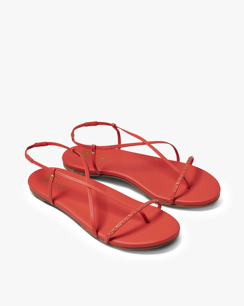 Bitsybird leather sandal in tomato - product angle shot