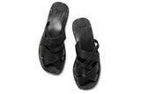 Bittern woven leather sandals in black - top shot