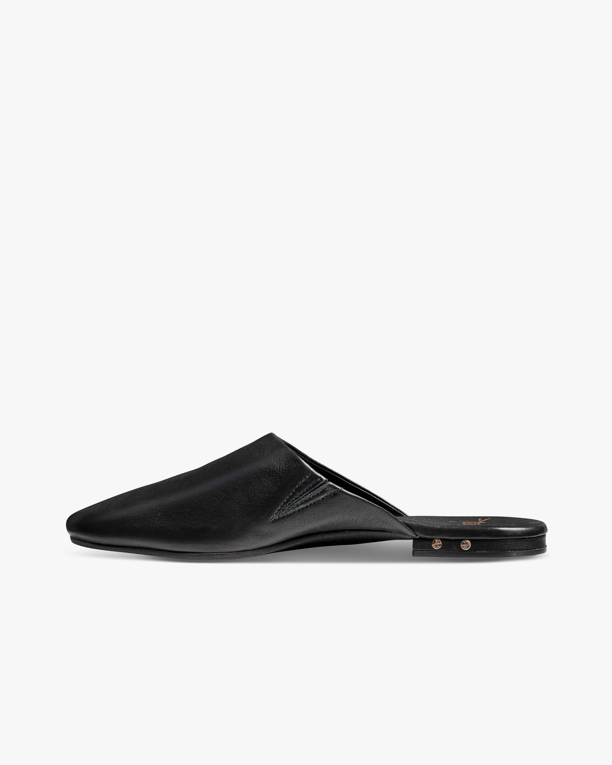 Blackbird leather mules in black - product side shot