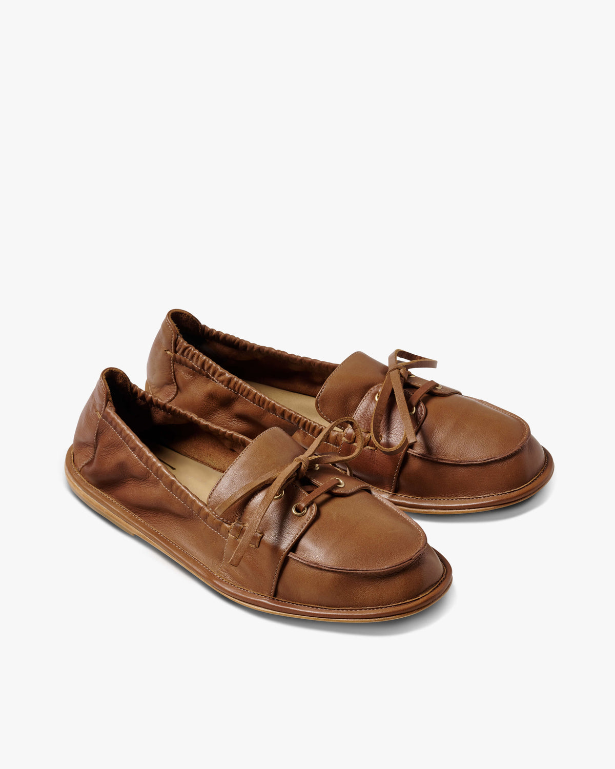 Boatbird leather loafers in cognac - product angle shot