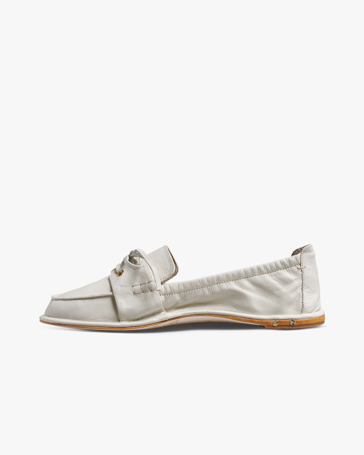 Boatbird leather loafers in vanilla - product side shot
