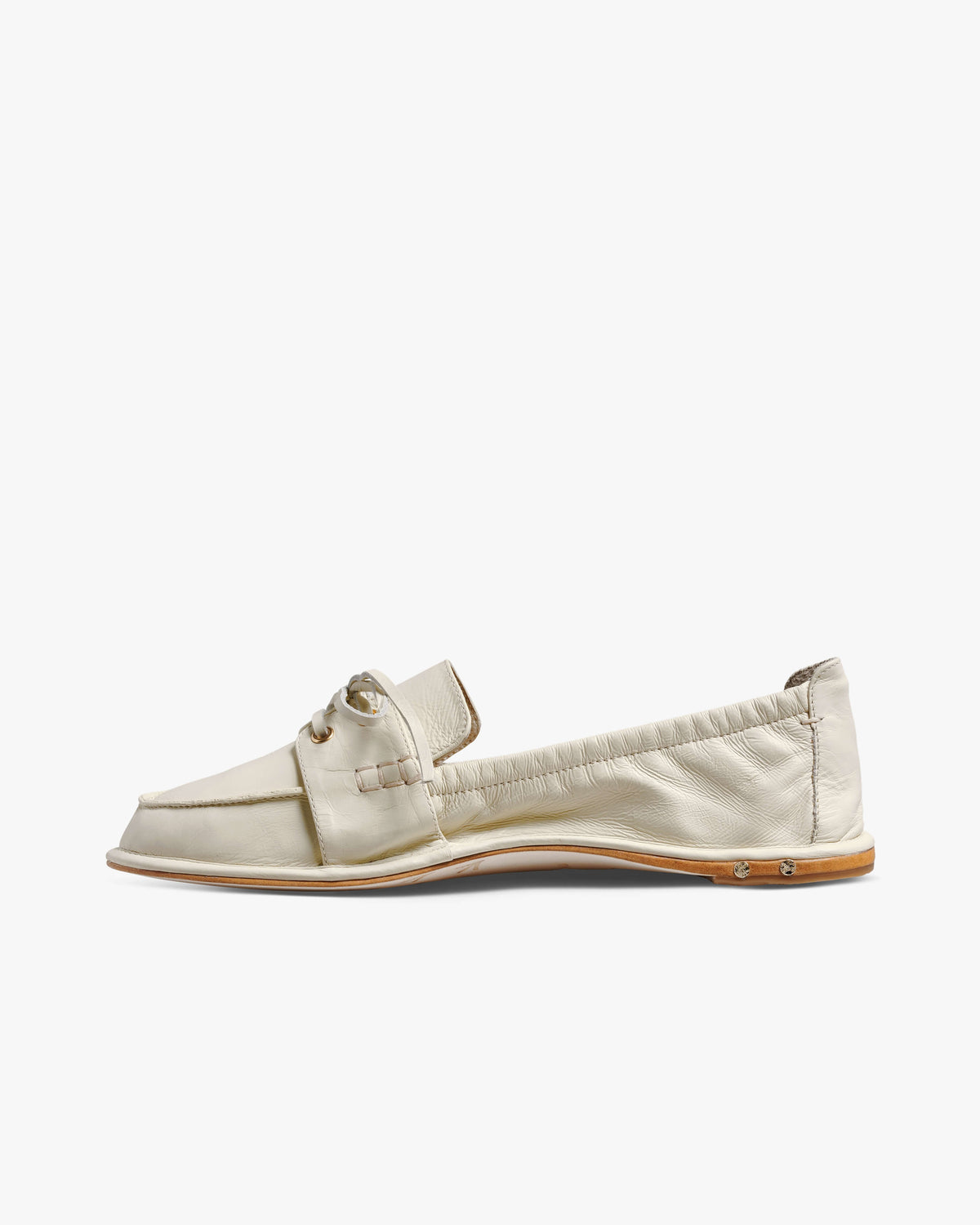 Boatbird leather loafers in vanilla - product side shot