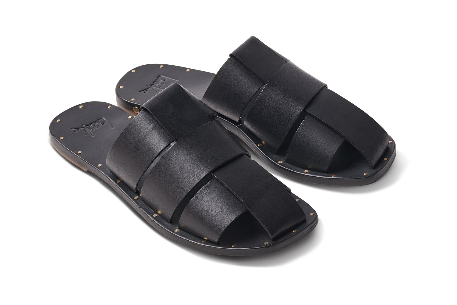 BROADBILL Black Leather Slide Sandal | beek