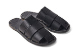 Broadbill leather sandal in black - product angle shot