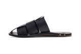 Broadbill leather sandal in black - product side shot