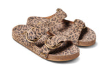 Buzzard suede sandals with two ring adjustable strap in leopard - angle shot