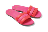 Calibird leather slide sandals in cherry/azalea - angle shot
