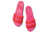 Calibird leather slide sandals in cherry/azalea - top shot