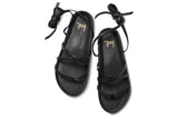 Canary leather ankle-tie sandals in black - top shot