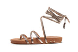 Canary Leather Ankle-Tie Sandal in gold/honey - side shot