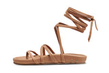 Canary leather ankle-tie sandal in honey - side shot