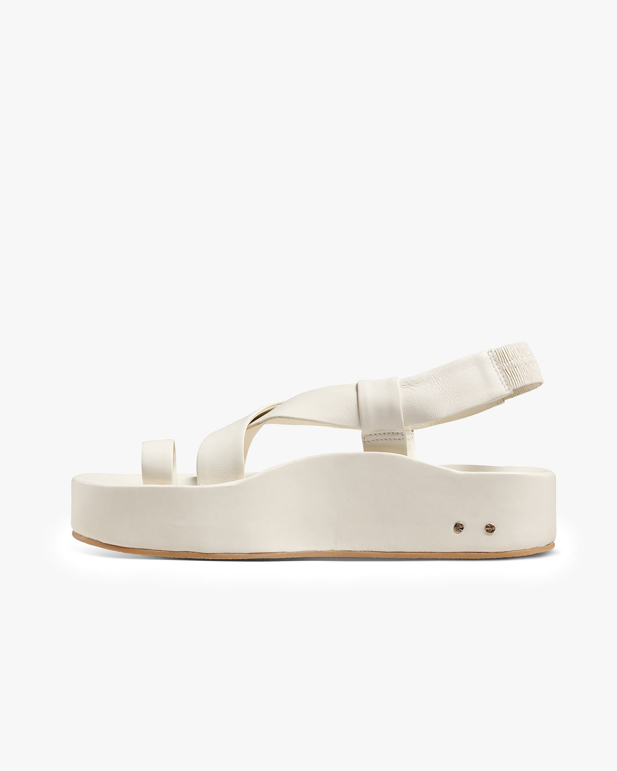 Caracara leather platform sandal in vanilla - product side shot