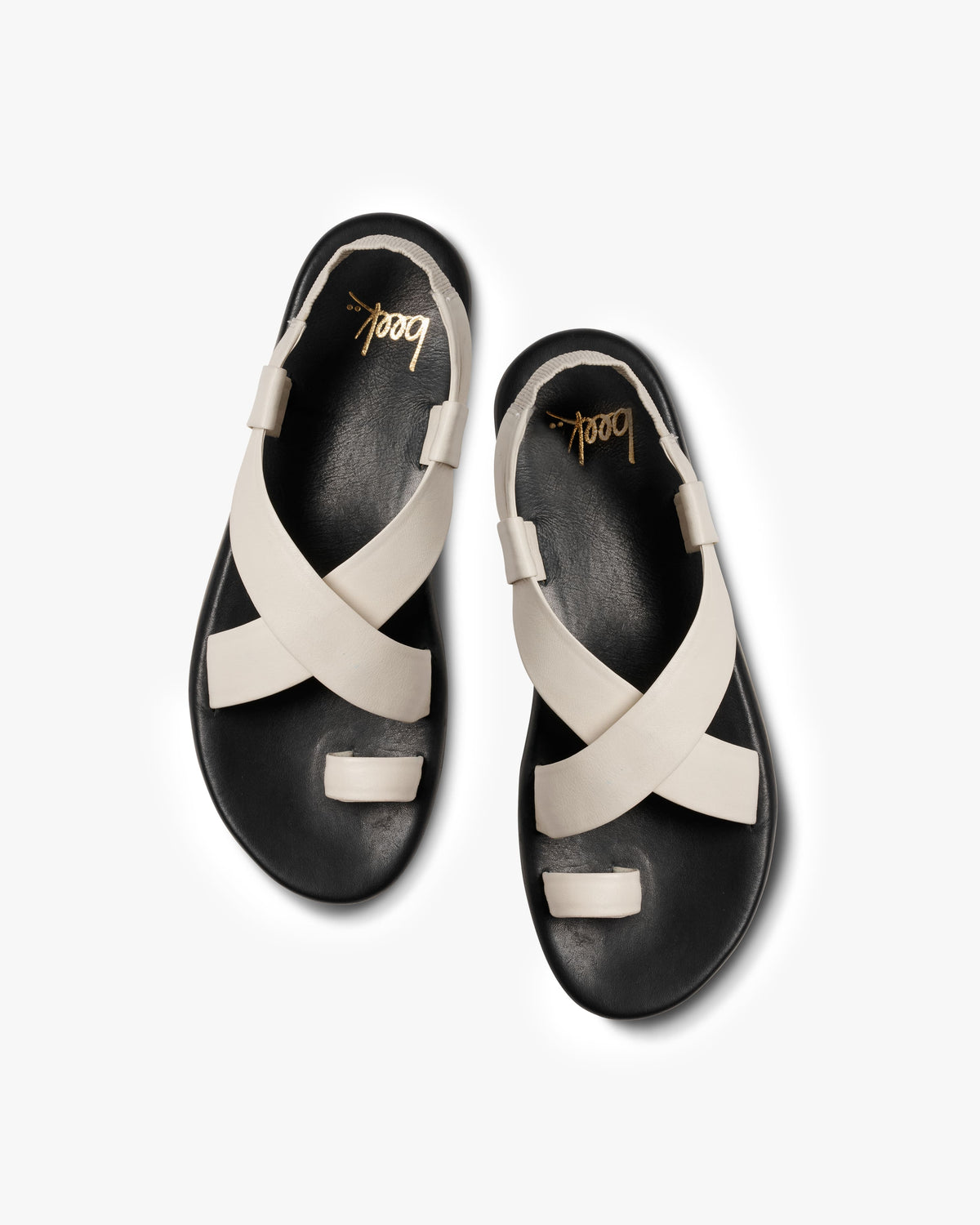 Caracara platform leather sandal in vanilla/black - product top shot