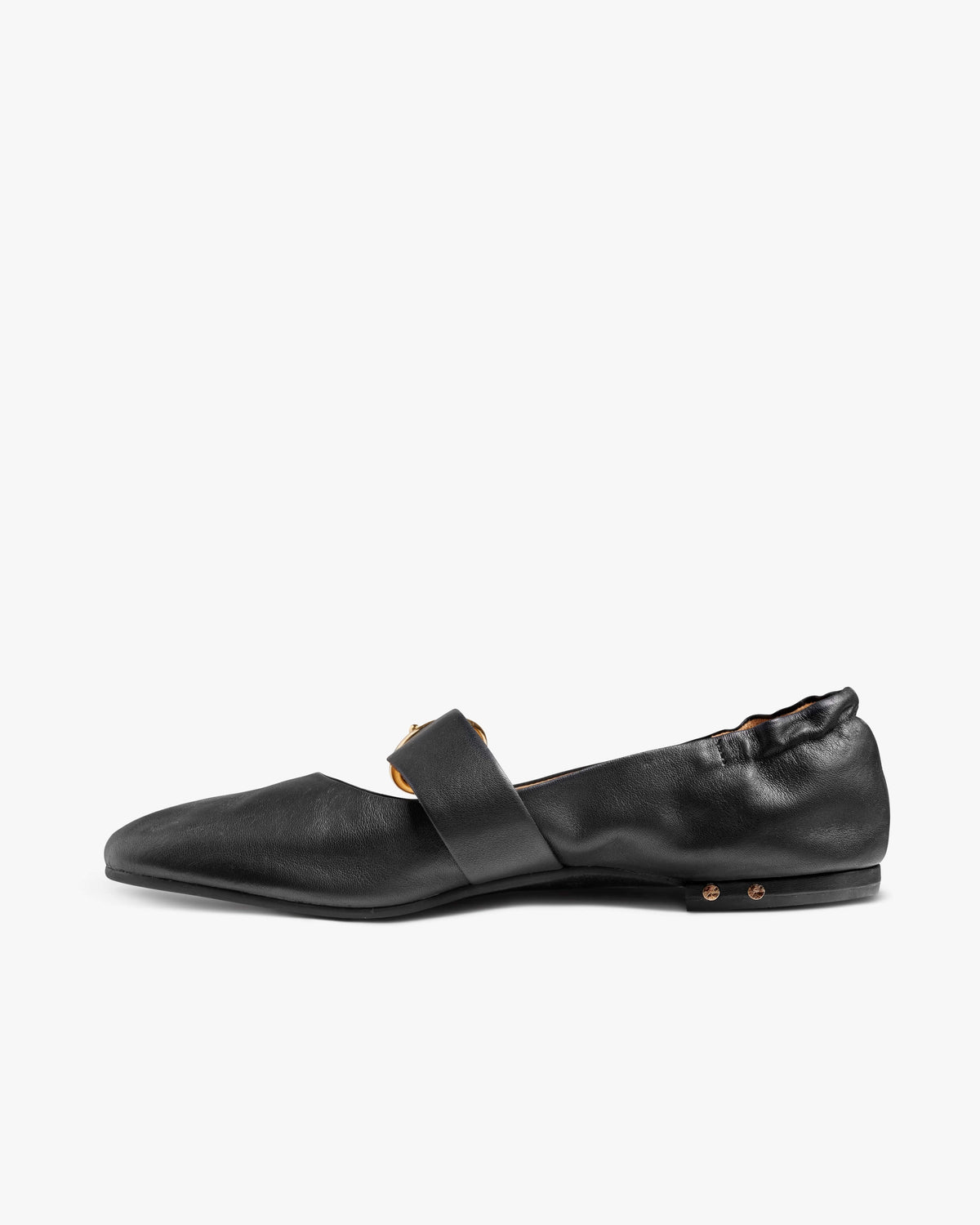 Cardinal leather mary jane ballet shoe in black - product side shot