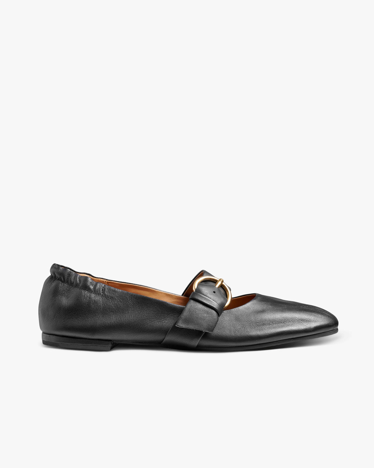 Cardinal leather mary jane ballet shoe in black - product side shot