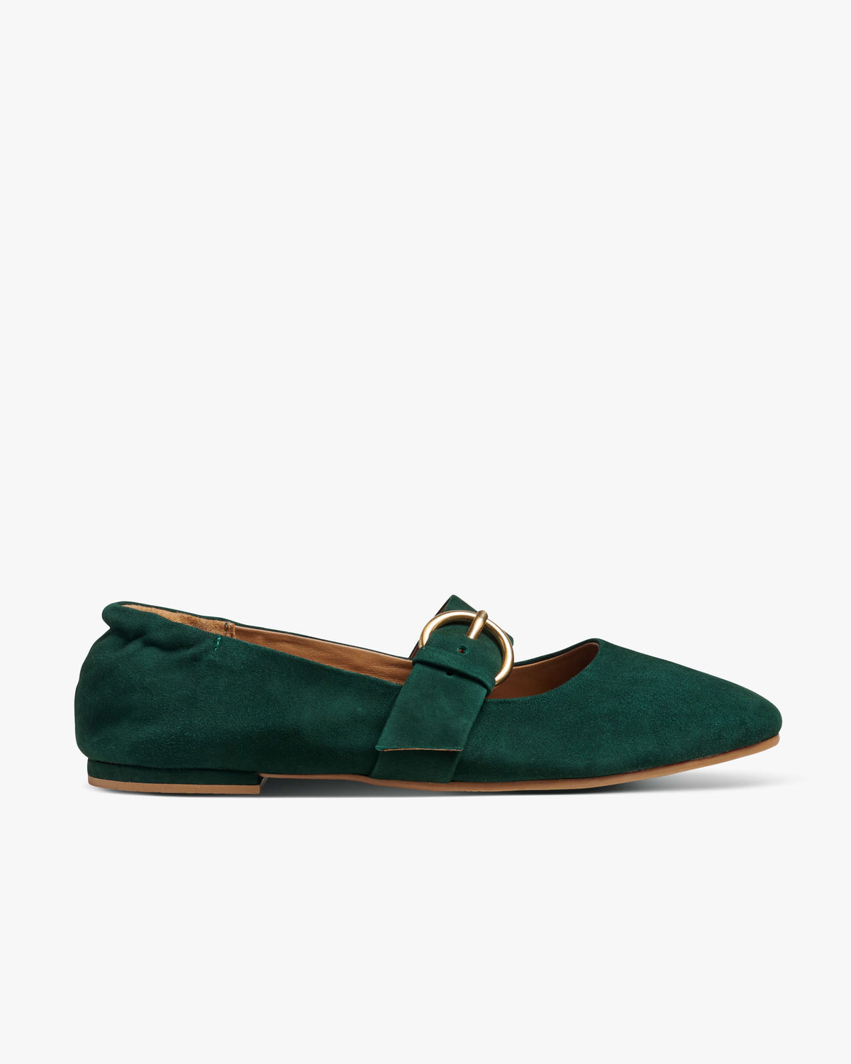 Cardinal suede mary jane ballet flat in teal - product side shot