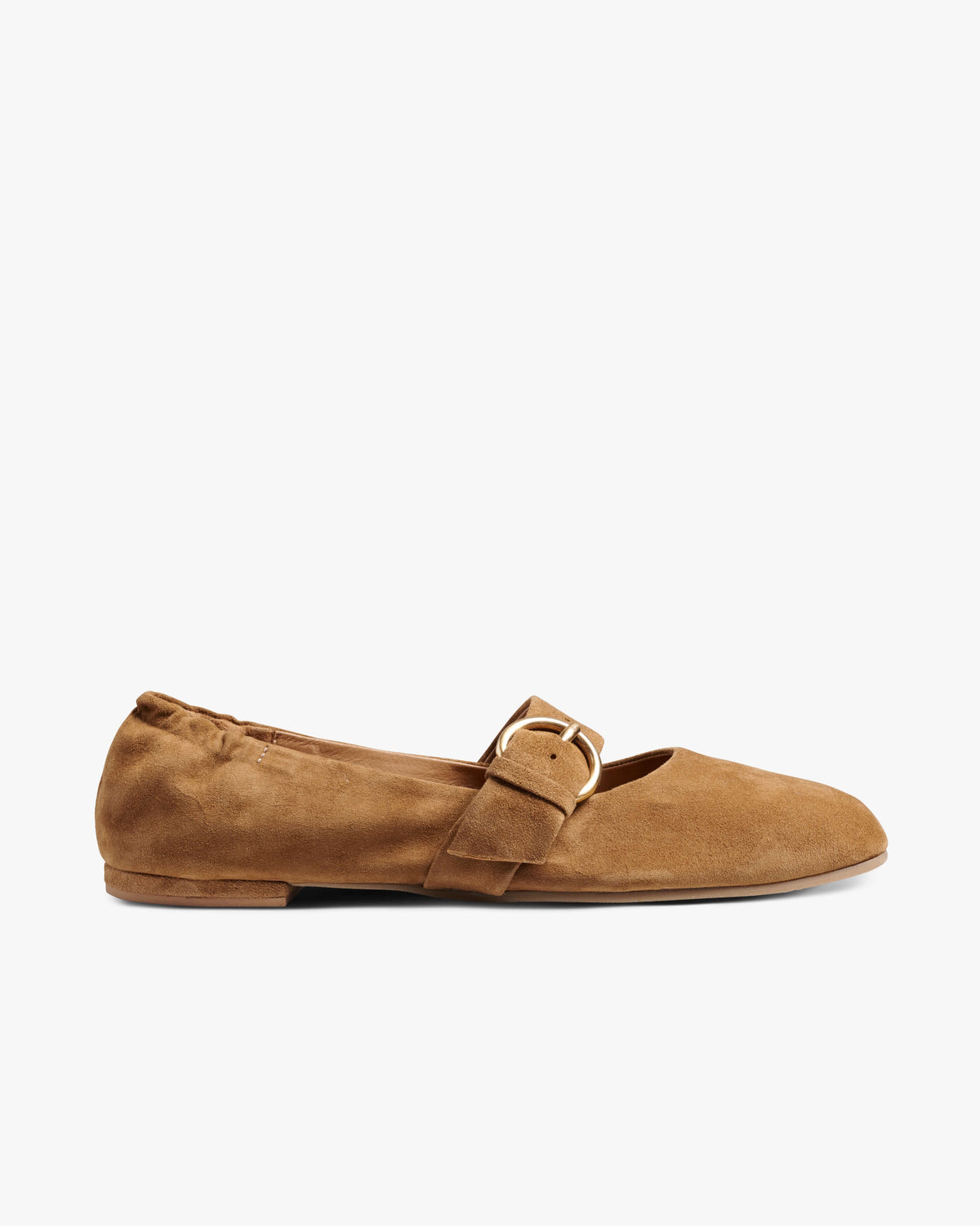 Cardinal suede mary jane ballet shoe in toffee - product side shot