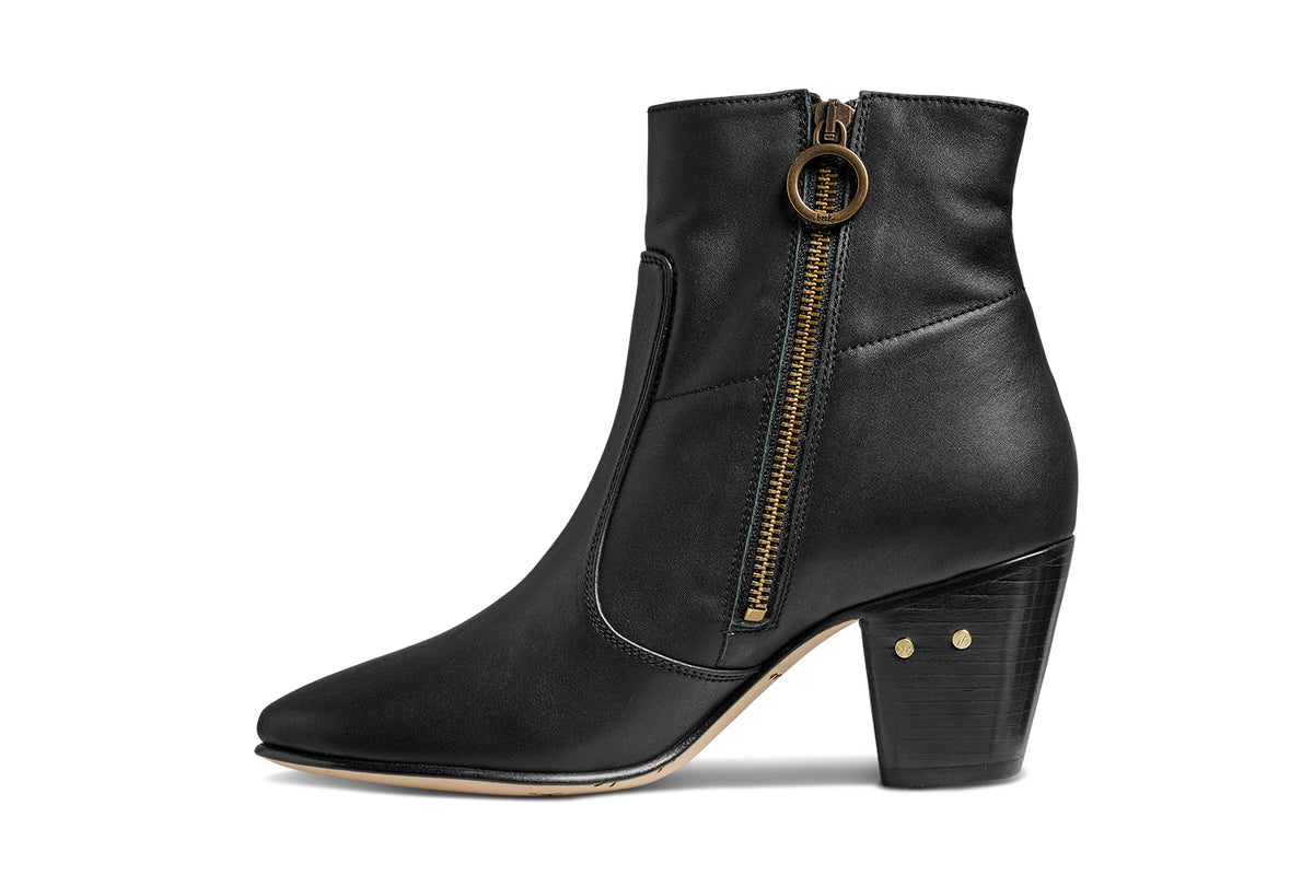 Catbird leather boots in black - product side shot