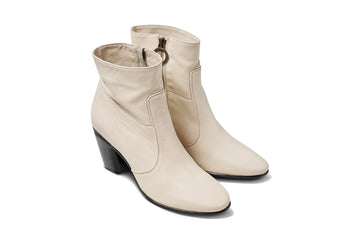 Catbird leather boots in eggshell - product angle shot