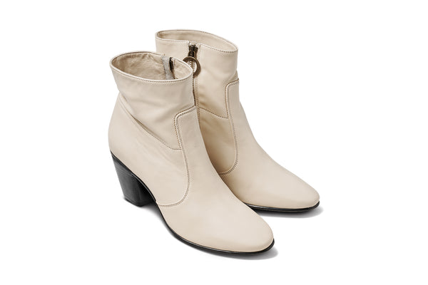 Catbird leather boots in eggshell - product angle shot